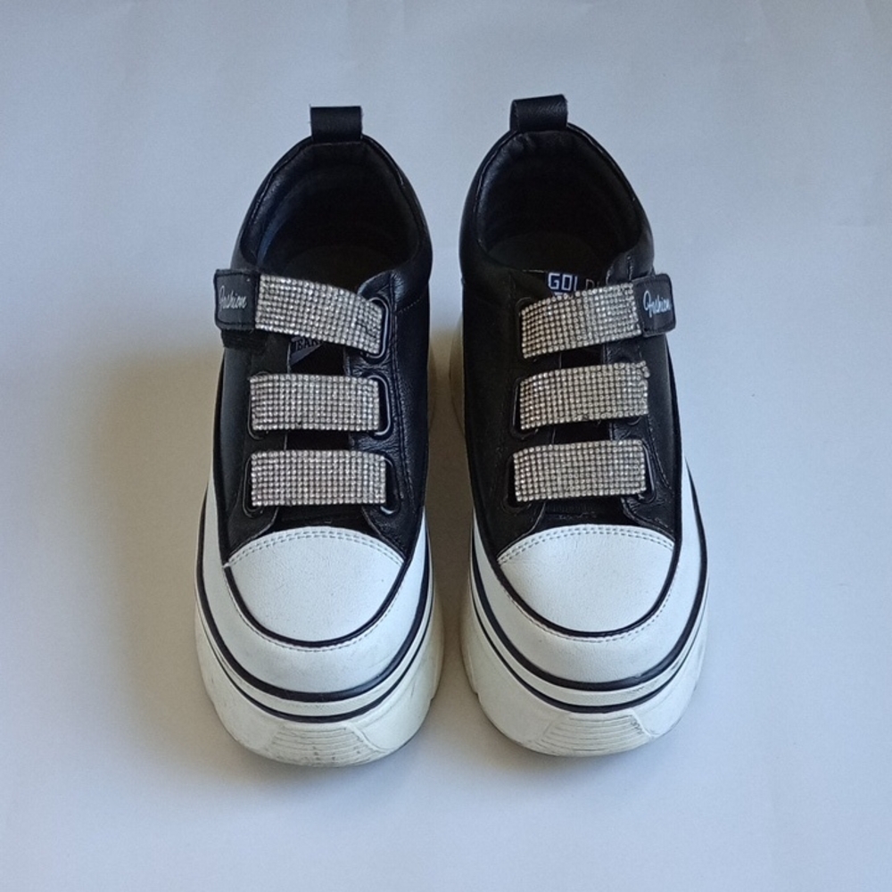Golden Goose Black and White Skateboard Shoes, Size 7